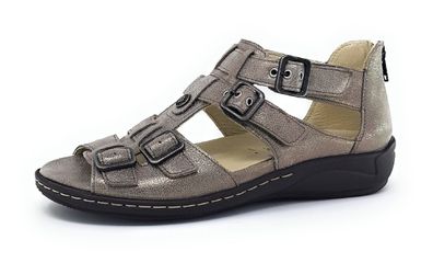 Waldläufer Bufa Damenschuhe Sandalen Bequem Sandalette Grau Freizeit