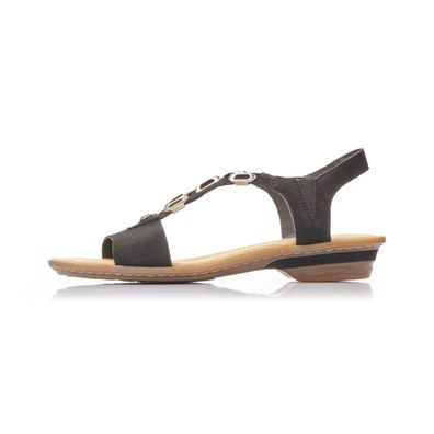 Rieker Damenschuhe Sandalen Flach Sandale Schwarz