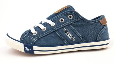 Mustang Damenschuhe Schnürschuhe Sportive Leinenschuh Blau Freizeit