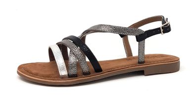 Queens Damenschuhe Sandalen Flach Sandale Silber