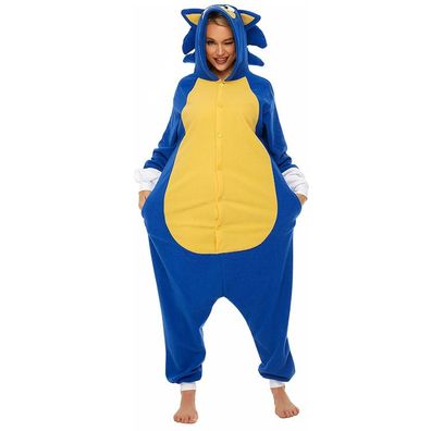 Sonic Schlafanzug The Hedgehog Onesie Hooded Pyjama Winter Cosplay Nachtwäsche
