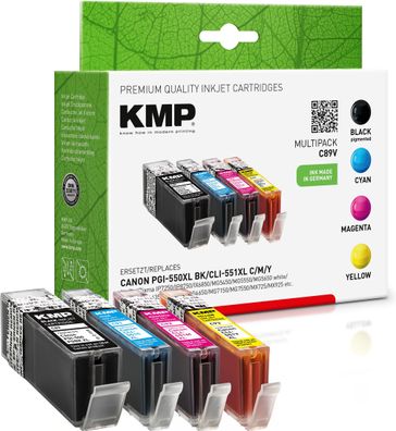 KMP Multipack C89V schwarz, cyan, magenta, gelb Tintenpatronen ersetzen Canon ...