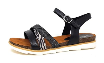 Marco Tozzi Damenschuhe Sandalen Flach Sandale Schwarz