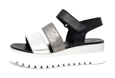 Gabor Damenschuhe Sandalen Flach Sandale Silber