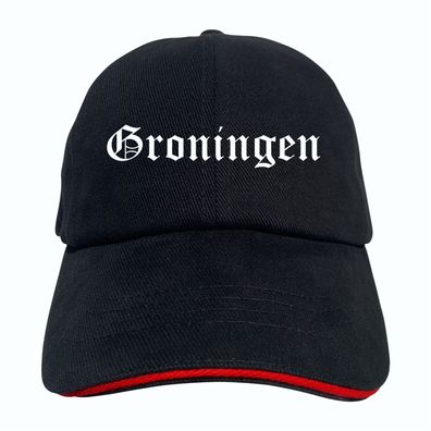 Groningen Cappy - Altdeutsch bedruckt - Schirmmütze - Schwarz-Rotes Cap ...