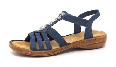Rieker Damenschuhe Sandalen Flach Sandalette Blau
