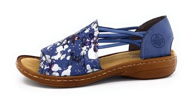 Rieker Damenschuhe Sandalen Flach Sandale Blau