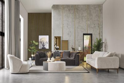 Sofagarnitur 4 + 3 + 1 Sitzer Couchtisch Wohnzimmer Designer Gruppe 4tlg