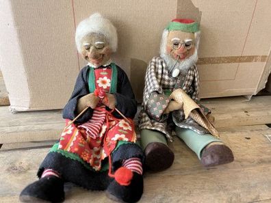 Künstlerpuppen Stoff Pärchen Puppen 30 und 27 cm Zustand Siehe Fotos
