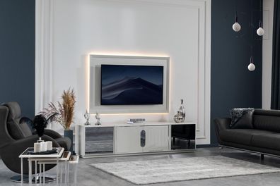 Wohnzimmer Set Ecksofa L-Form TV-Ständer Fernsehwand Garnitur Design