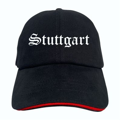 Stuttgart Cappy - Altdeutsch bedruckt - Schirmmütze - Schwarz-Rotes Cap ...
