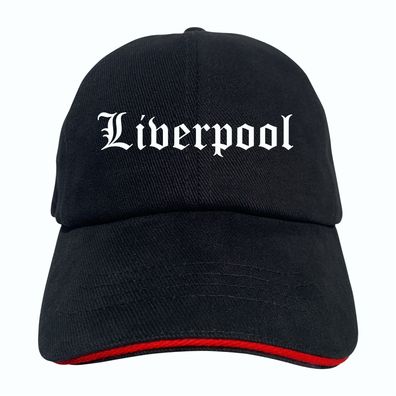 Liverpool Cappy - Altdeutsch bedruckt - Schirmmütze - Schwarz-Rotes Cap ...