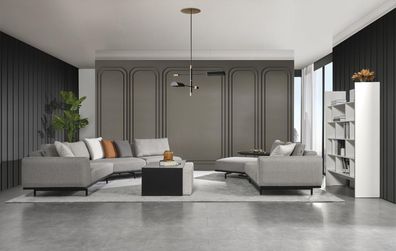 Ecksofa Sofa Couch Textil Wohnlandschaft Luxus Moebel U Form Couchtisch
