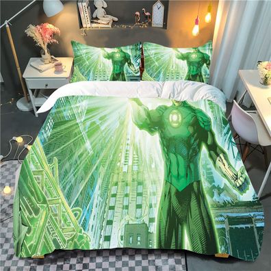 3tlg. Avengers Green Lantern Bettbezug Set 3D Druck Baby Bettwäsche Kissenbezug