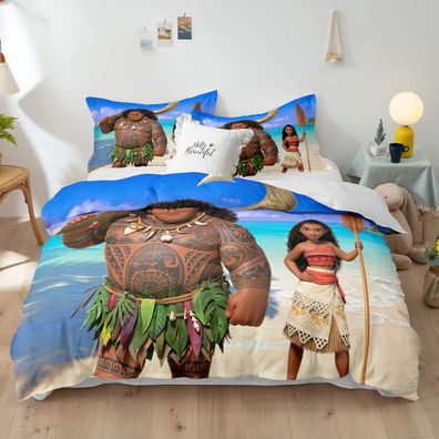 3tlg. Moana Maui 3D Druck Bettbezug Set Kinder Bettwäsche Kissenbezug Geschenk