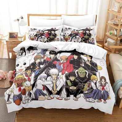 3tlg. Anime Gintama Bettbezug Set Sakata Gintoki Kinder Bettwäsche Kissenbezug