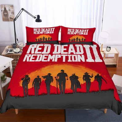 3tlg. Red Dead Redemption II 3D Druck Bettbezug Set Baby Bettwäsche Kissenbezug