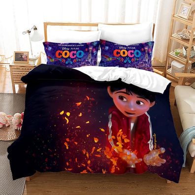 3tlg. Cartoon Coco Miguel 3D Druck Bettbezug Set Kinder Bettwäsche Kissenbezug