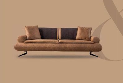 Zweisitzer Sofa 3 Sitzer Sofas Braun Kunstleder Wohnzimmer Luxus Sitz