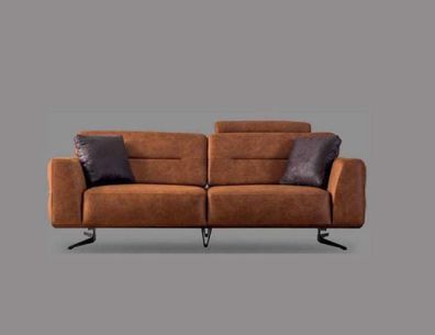 Zweisitzer Sofa 3 Sitzer Sofas Braun Kunstleder Wohnzimmer Luxus Sitz