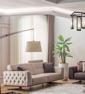 Zweisitzer Sofa 3 Sitzer Sofas Beige Kunstleder Wohnzimmer Luxus Sitz