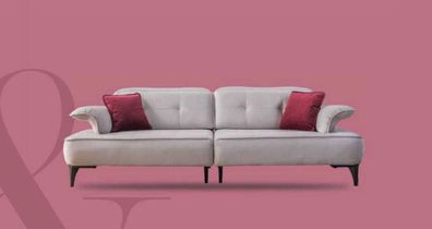 Zweisitzer Sofa 3 Sitzer Sofas Weiß Stoff Wohnzimmer Luxus Modern Neu