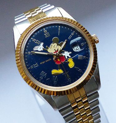 Walt-Disney Collection Mickey Mouse Calendar Herren Armbanduhr Neu Ungetragen