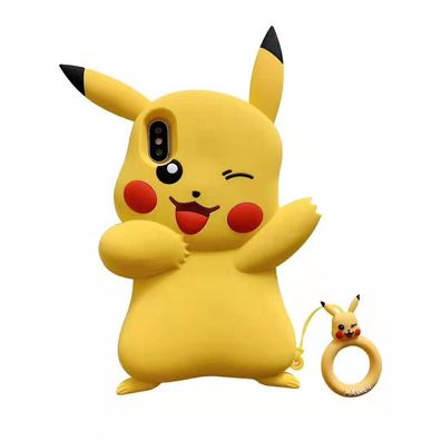 Pokémon Pikachu Handyhülle für Apple iPhone 14 Schutzhülle mit Pandent 04 Geschenk