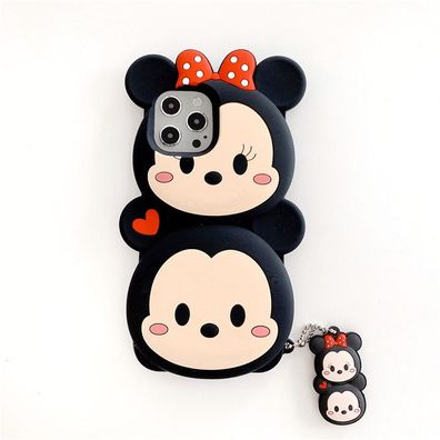 Stapel von Minnie und Mickey kreativ Handyhülle für Apple iPhone 14 Schlüsselband