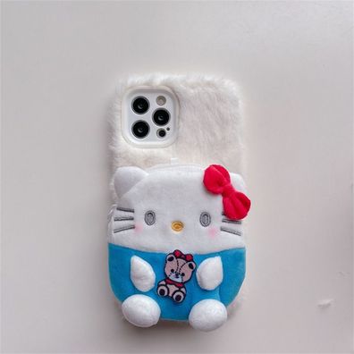 Hello Kitty Geldbörse 3D Plüsch Handyhülle für Apple iPhone 14 Schutzhülle Geschenk