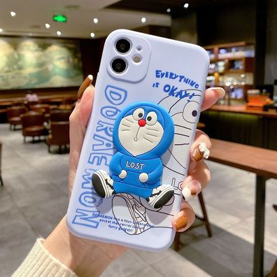 3D Doraemon Lost Handyhülle für Apple iPhone 14 Schutzhülle Geschenk Helles Lila