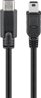 goobay USB 2.0 Kabel USB C auf Mini B 2.0 schwarz 0,5 m