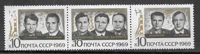 Sowjetunion postfrisch Michel-Nummer 3682-3684 Dreierstreifen
