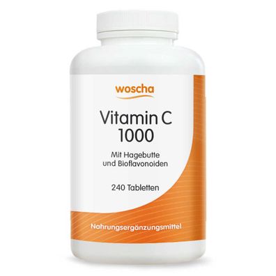 Vitamin C 1000 mit Hagebutte, 240 Tabletten - Woscha by Podo medi