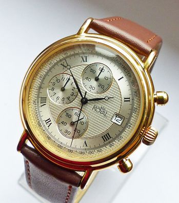 Schöner Royal Swiss Chronograph Herren Armbanduhr Ungetragen Neuwertig
