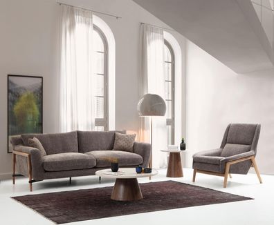 Sofas Sofagarnitur 4 Sitzer Sessel Viersitzer Stoff Wohnzimmer Grau