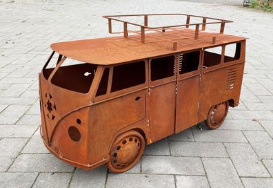 Bus zum Bepflanzen 75x30x45cm Edelrost Rost Gartendeko Auto Camper