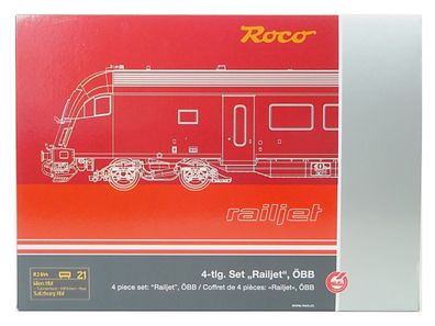 Personenwagen Set Railjet ÖBB 4-tlg., Roco H0 74037 neu OVP
