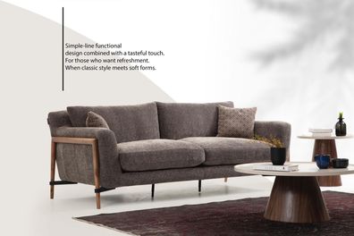 Dreisitzer Sofa 3 Sitzer Stoff Modern Sofas Design Wohnzimmer Grau