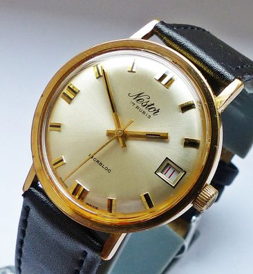 Exklusive Nestor Swiss Calendar 17Rubine Herren Vintage Armbanduhr Top Uhr