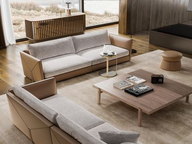 Sofa 4 Sitzer Viersitzer Modern Stoff Grau Sofas Design Wohnzimmer Neu