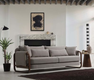Sofa 2 Sitzer Zweisitzer Modern Stoff Grau Sofas Design Wohnzimmer Neu
