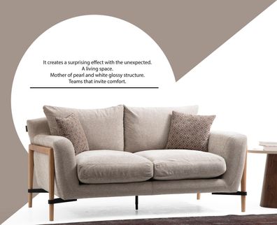 Wohnzimmer Zweisitzer Sofa 2 Sitzer Stoff Sofas Modern Design Grau