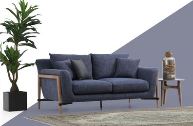 Zweisitzer Sofa 2 Sitzer Stoff Sofas Modern Design Wohnzimmer Blau