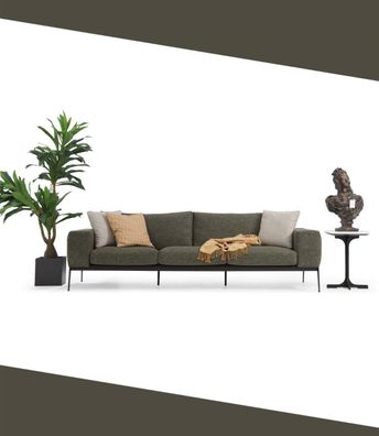 Zweisitzer Sofa 2 Sitzer Stoff Grau Modern Design Wohnzimmer Polyester