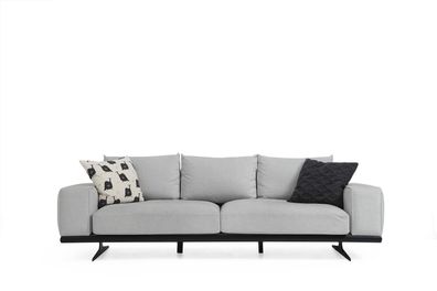 Zweisitzer Sofa 2 Sitzer Stoff Weiß Modern Design Wohnzimmer Polyester