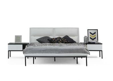 Bett Bettrahmen Doppelbett Holz Modern Weiß Schlafzimmer Doppel Design