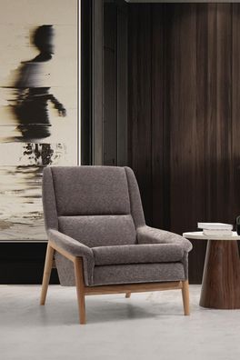 Ohrensessel Sessel Sitzer Cocktailsessel Stoff Wohnzimmer Modern Grau