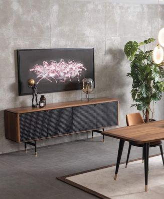 Wohnzimmer Anrichte braune Luxus Stil moderner Holz Sideboard Loft 228cm