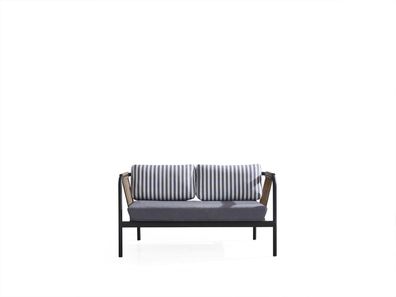 Sofa 2 Sitzer Luxus Sofas Modern Stoff Möbel Design Grau Bank Designer